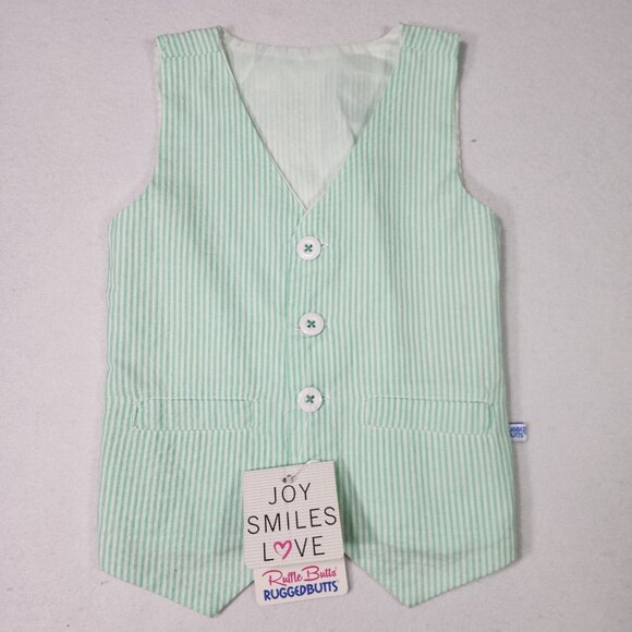 Ruffle Butts Toddler Seersucker Vest 3T Mint Easter Child Ring Bearer Wedding - Picture 1 of 14